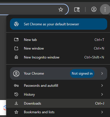 Menu download page option