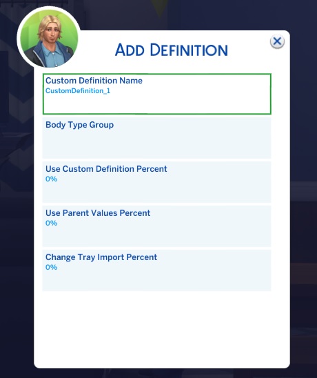MC Dresser Add Definition Screen
