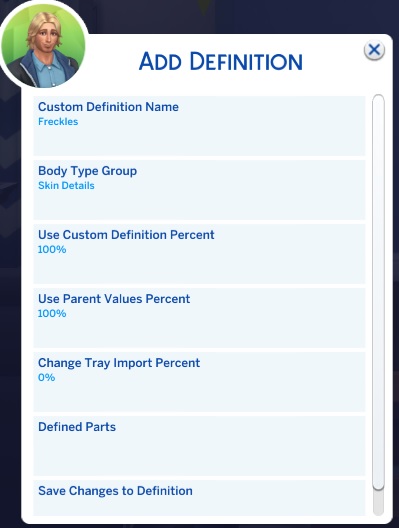 MC Dresser Add Definition Screen