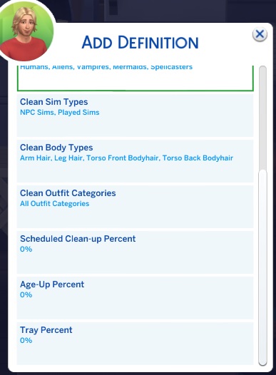 Image of MC Cleaner Add Definition screen scrolled down a little further to see more options