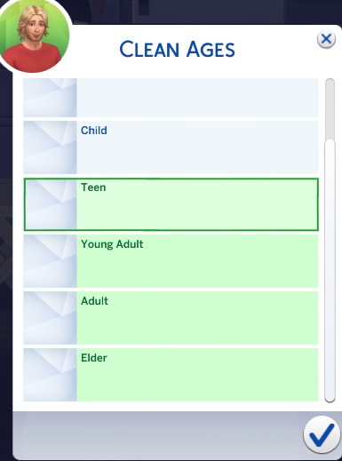 Image of MC Cleaner, where you choose the ages for it to apply.